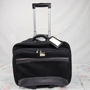 Protege Black Rolling Travel Laptop Briefcase Wheeled Luggage Carry On Bag